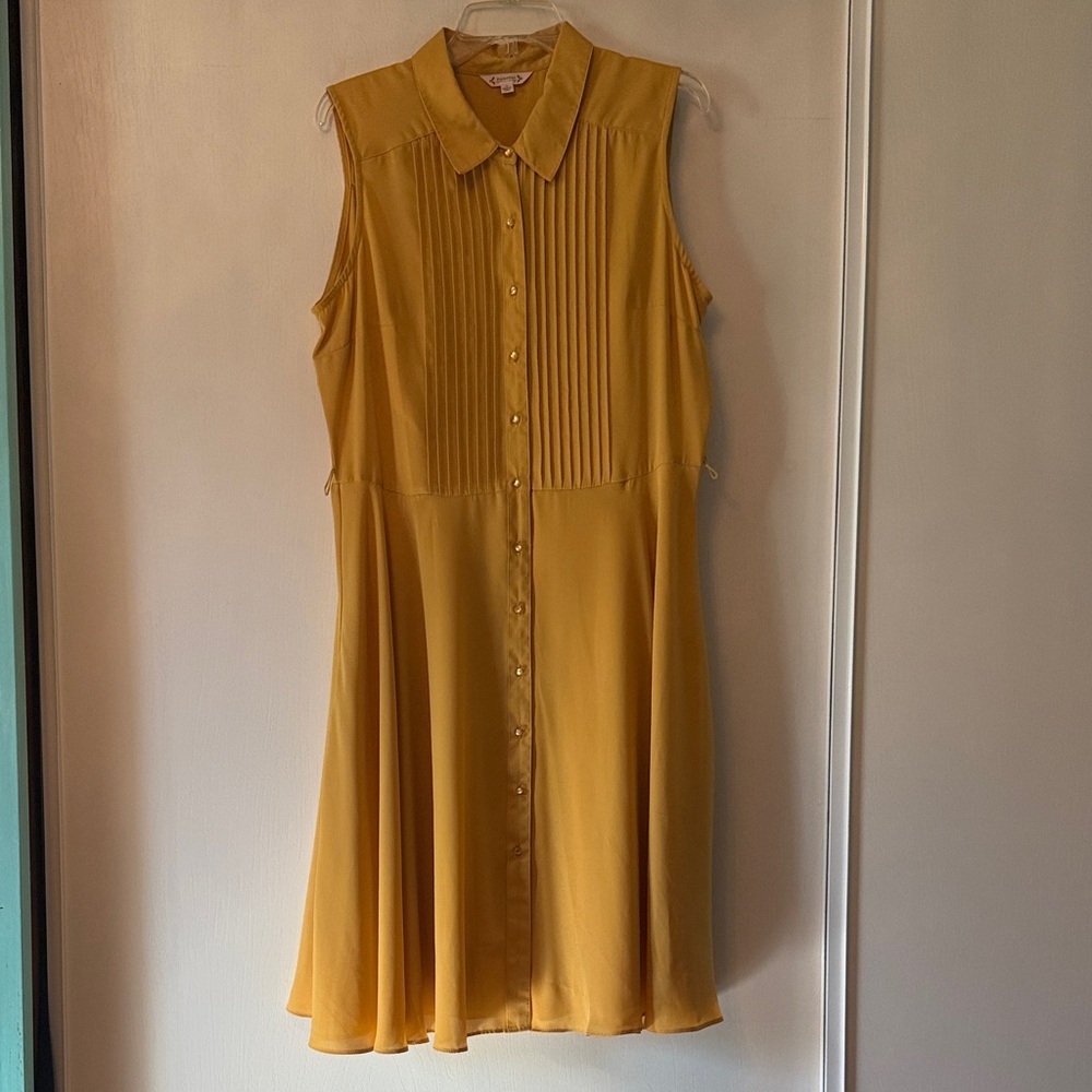 Nanette Lepore Mustard Button-Down Midi Dress